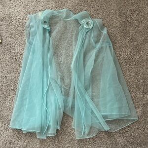 Baby Blue VINTAGE 1950’s Nightie Floral chemise Sheer Jacket Intimates Pandora